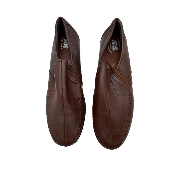 Sas Womens Dream On Slip On Loafers Size 9N Brown Wedge Workwear Leather Moccasi - Picture 2 of 15